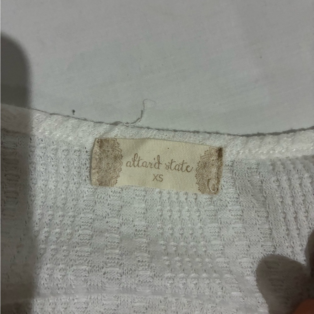 Altar'd State Cream Wrap Knit Short Sleeve Top with Side Tie - Picture 3 of 4